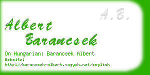 albert barancsek business card